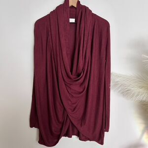 Nordstrom Lingerie Long Wrap Cardigan Burgundy / Wine / Maroon